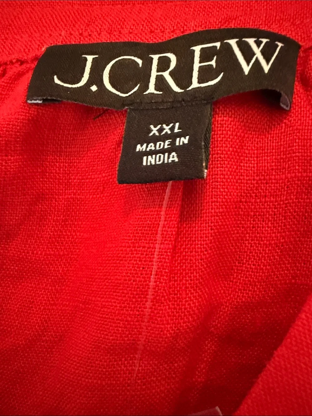 J. Crew Bright Red Linen V-Neck Long-Sleeve Tunic - Picture 5 of 6